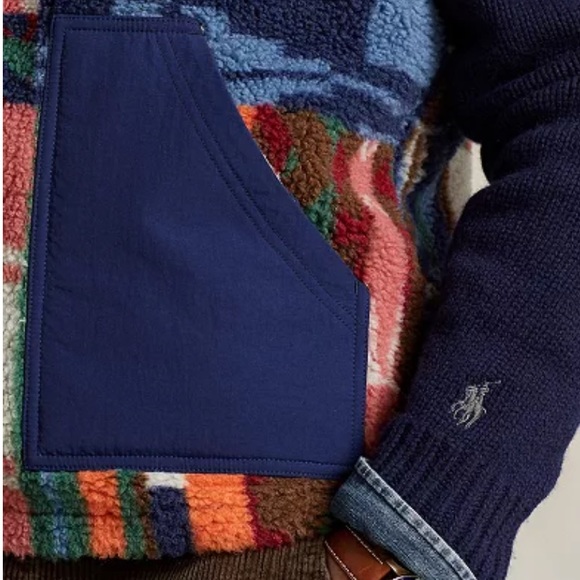 POLO Patchwork-Print Pile Fleece Vest - Picture 3 of 3